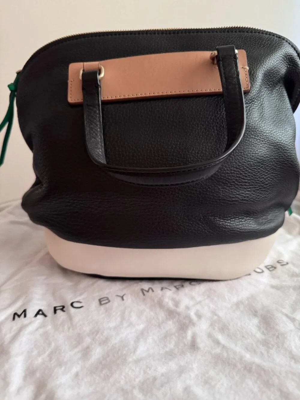 Marc by Marc Jacobs Black Colorblock Pebbled Leather Satchel Bag – Never Carried